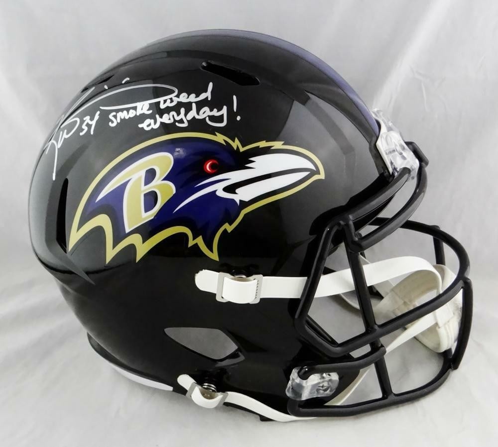 Baltimore Ravens Full Size Helmet Autographed by Ricky Williams JSA Authenticated: Baltimore Ravens Full Size Helmet Autographed by Ricky Williams JSA Authenticated This full-size Baltimore Ravens helmet is hand-signed by Ricky Williams and comes with authentication from James Spenc