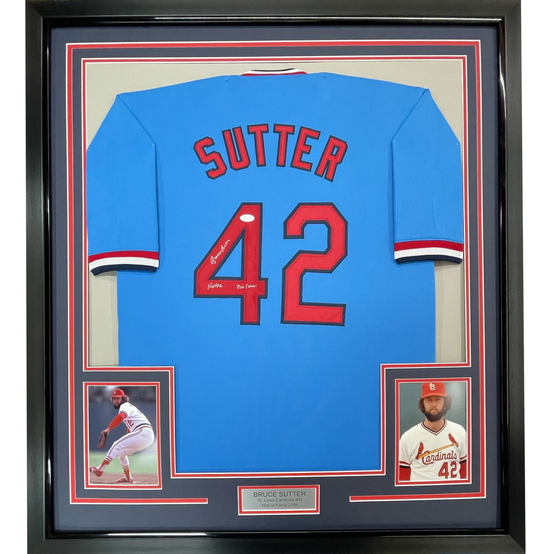 Framed Bruce Sutter Signed Jersey St. Louis Cardinals JSA COA (1 of 2)