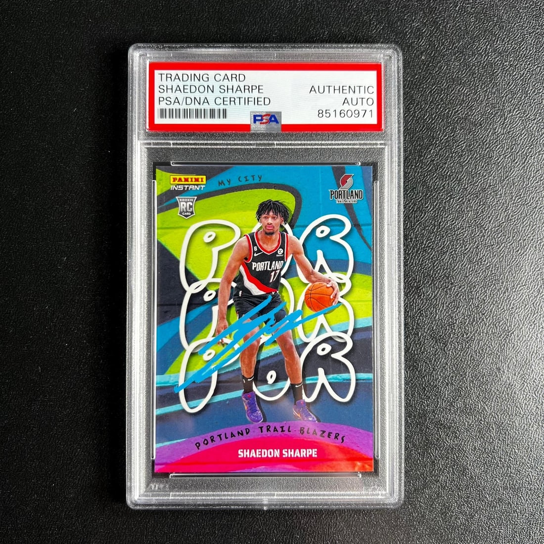 2022-23 Panini Instant Shaedon Sharpe Signed Card PSA Authenticated 1/1485: 2022-23 Panini Instant Shaedon Sharpe Signed Card PSA Authenticated 1/1485 This listing features a 2022-23 Panini Instant #MY-28 card, personally signed by Shaedon Sharpe, who played for the Portland 