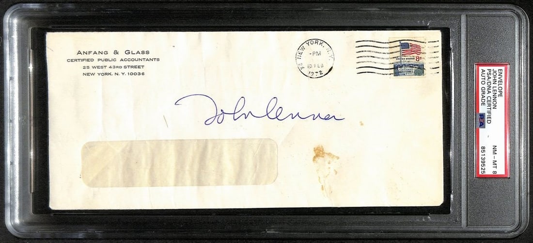 John Lennon autograph on Beatles envelope PSA DNA JSA NM MT 8 (1 of 3)