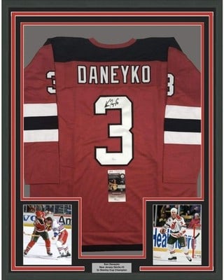 Ken Daneyko signed Devils jersey display 33x42 JSA framed with 2 photos (1 of 3)