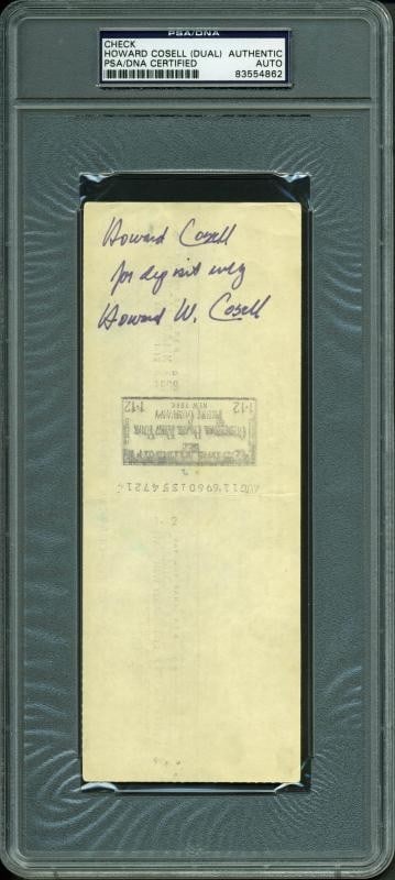 August 1969 Howard Cosell check double signed PSA DNA slabbed (1 of 4)