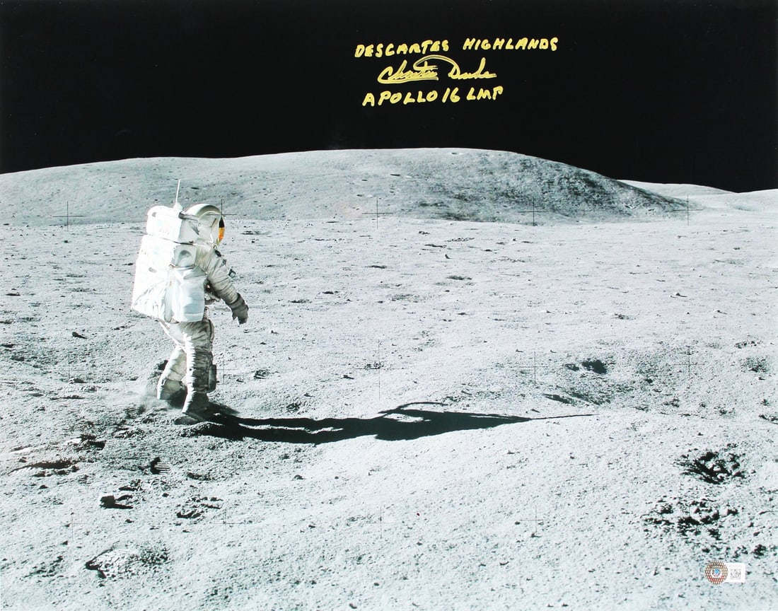 Charles Duke Signed 16x20 Photo With Descartes Highlands Apollo 16 Inscription Beckett COA (1 of 7)