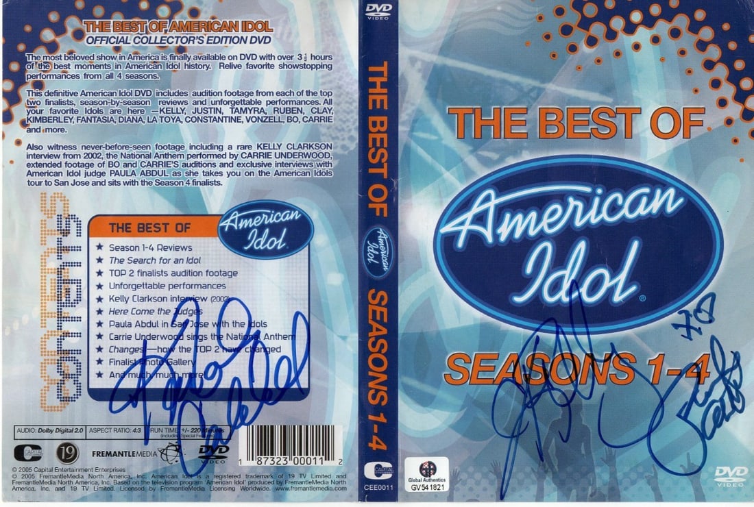 Kelly Clarkson Paula Abdul Kimberly Caldwell Autographed DVD Cover Global Authentics (1 of 2)