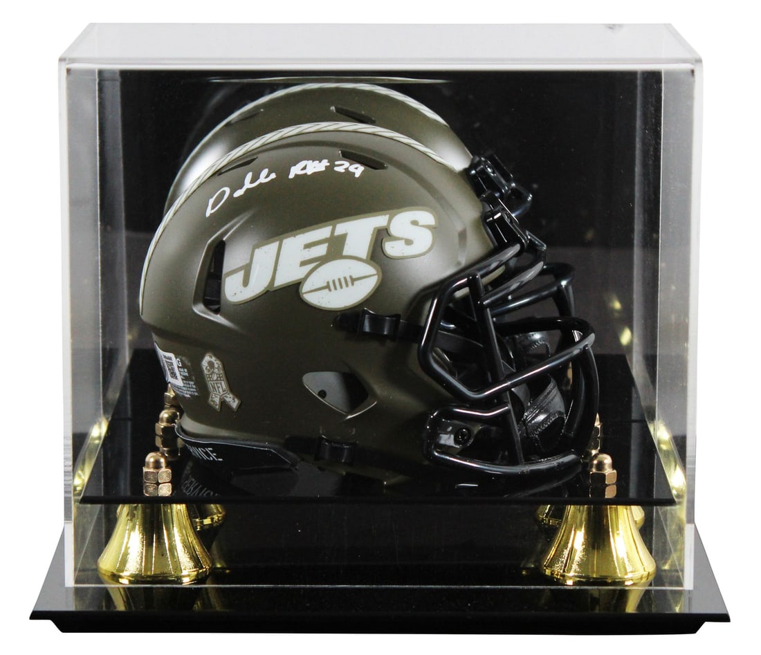 Darrelle Revis Signed New York Jets Mini Helmet with BAS Authentication: Darrelle Revis Signed New York Jets Mini Helmet with BAS Authentication Celebrate your passion for the New York Jets with this autographed Salute To Service Speed Mini Helmet, personally signed by NFL