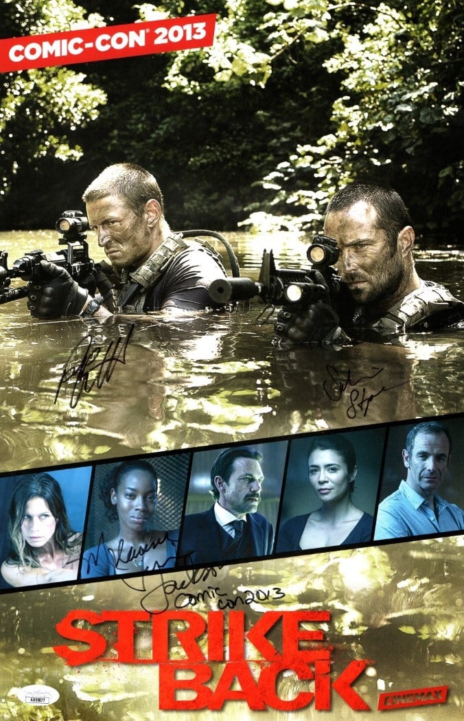Strike Back Autographed Poster 11x17 JSA Certified 3 Signatures: Strike Back Autographed Poster 11x17 JSA Certified 3 Signatures This striking multi-signed poster features the autographs of Philip Winchester, Sullivan Stapleton, and Milauna Jackson, making it a mus