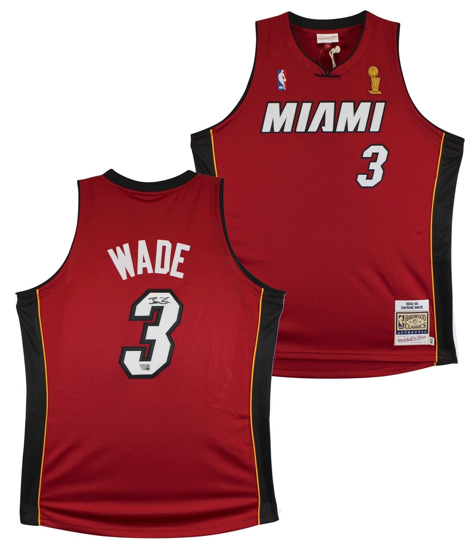 Dwyane Wade Signed 2005-06 Miami Heat Authentic Jersey Fanatics: Dwyane Wade Signed 2005-06 Miami Heat Authentic Jersey Fanatics Celebrate the legacy of Dwyane Wade with this authentic Miami Heat jersey from the 2005-06 season. This striking red Mitchell & Ness jer