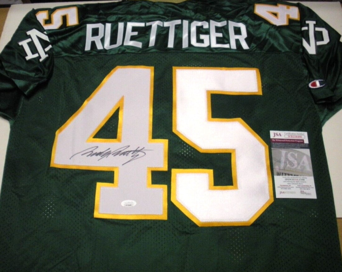 Autographed Champion Jersey Signed by Rudy Ruettiger With JSA COA Notre Dame (1 of 2)