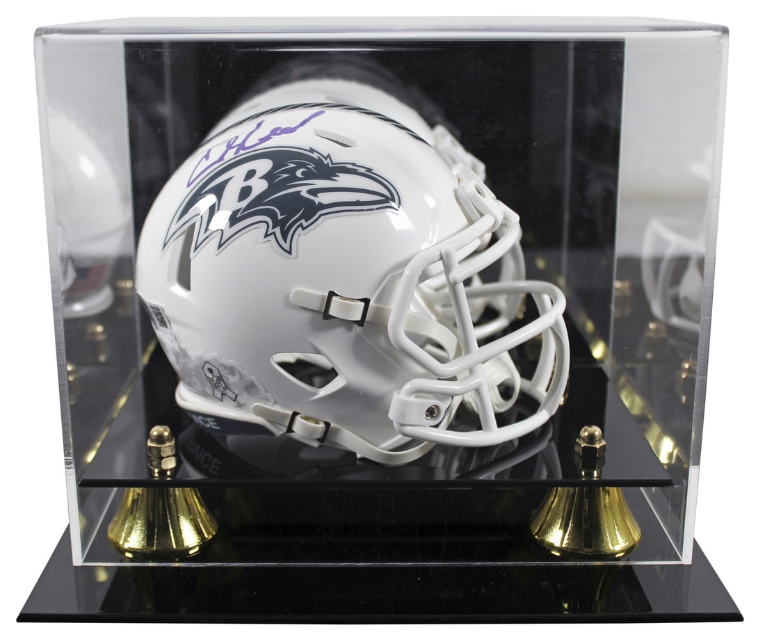 Ed Reed Signed Baltimore Ravens Mini Helmet with Beckett Authentication: Ed Reed Signed Baltimore Ravens Mini Helmet with Beckett Authentication Celebrate the legacy of Ed Reed with this autographed Salute To Service III Speed Mini Helmet. Personally signed by the Baltimor