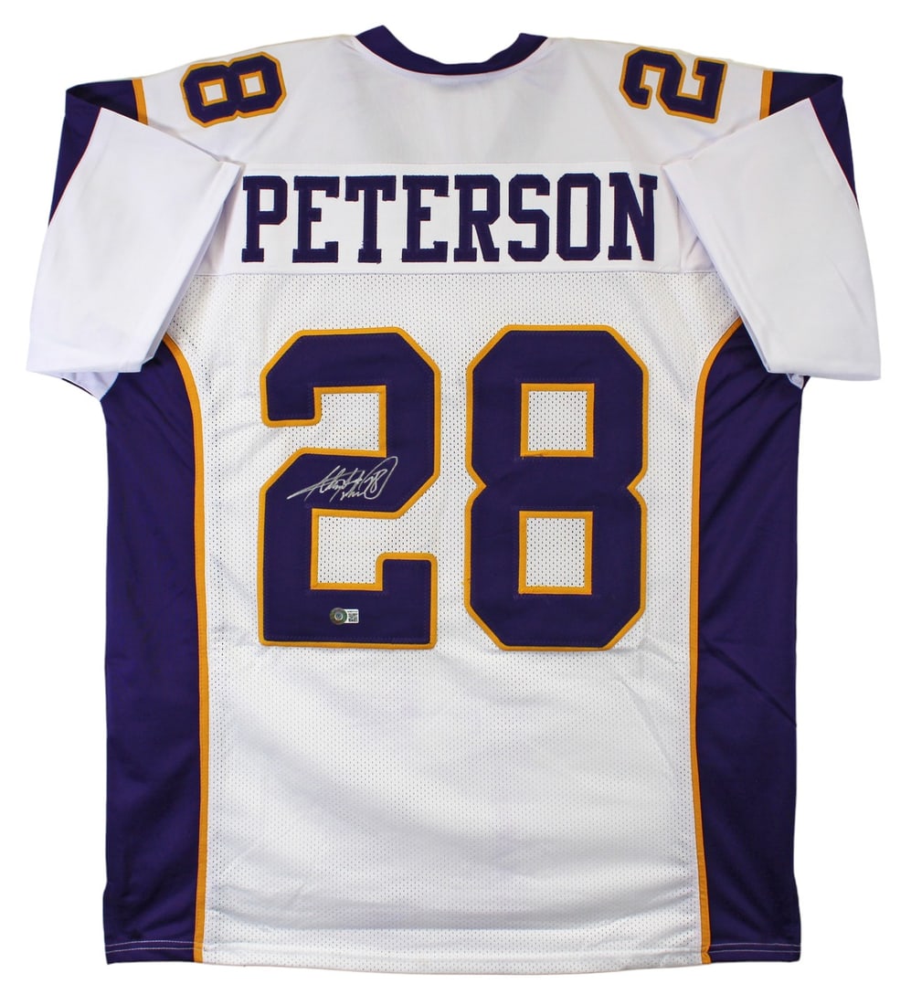 Adrian Peterson Signed White Vikings Jersey Beckett BAS Witnessed Authentication (1 of 3)