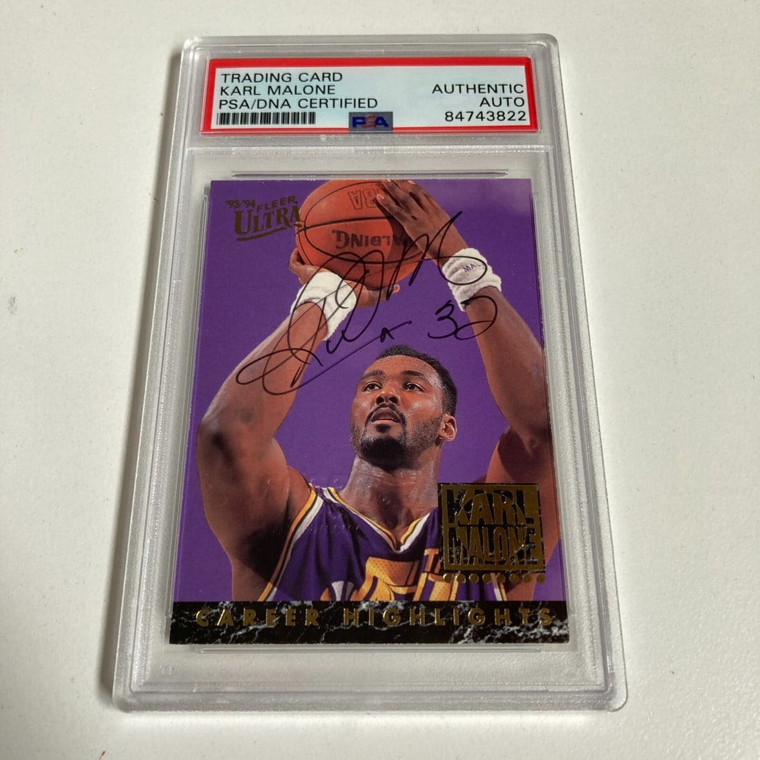 1993-94 Fleer Karl Malone Signed Promo Card PSA Authenticated RARE (1 of 3)