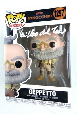 Beckett Authenticated Guillermo del Toro Pinocchio Funko POP Signed: Beckett Authenticated Guillermo del Toro Pinocchio Funko POP Signed This Funko POP! collectible from Pinocchio is autographed by Guillermo del Toro. The authenticity of the signature is verified by Be