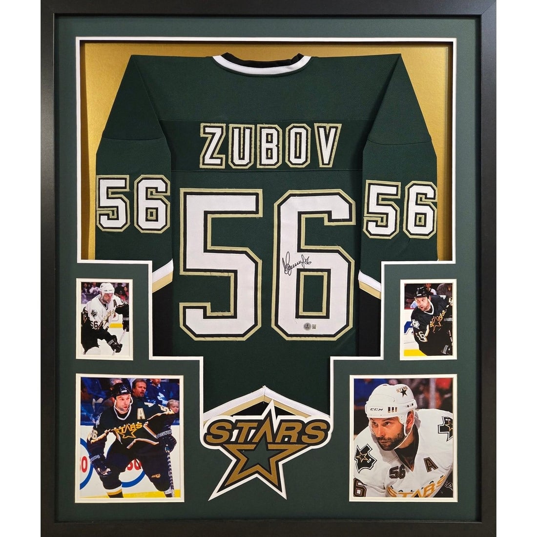Sergei Zubov Signed Framed Jersey Dallas Stars Beckett Authenticated: Sergei Zubov Signed Framed Jersey Dallas Stars Beckett Authenticated This autographed Sergei Zubov jersey is beautifully framed and authenticated by Beckett, a leading name in sports memorabilia. The 