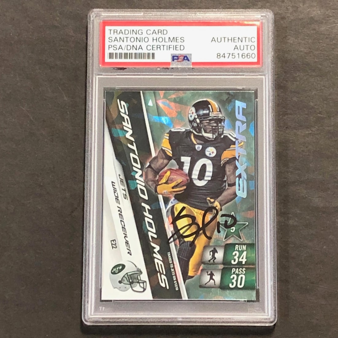 Santonio Holmes PSA Authenticated Autographed 2010 Panini E22 Steelers Card (1 of 2)