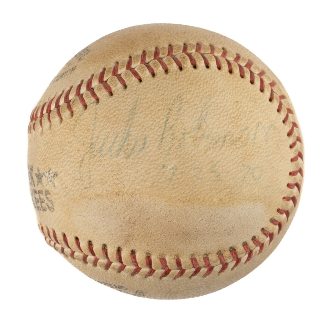 Jackie Robinson Autographed Baseball 1970 JSA COA Brooklyn Dodgers: Jackie Robinson Autographed Baseball 1970 JSA COA Brooklyn Dodgers This authentic Jackie Robinson signed baseball is a remarkable piece of sports history. Vintage from 1970, this Wilson baseball featu