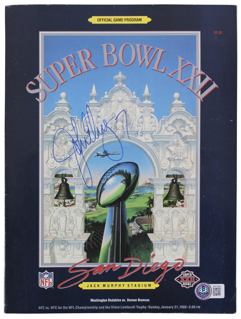 John Elway Signed Super Bowl XXII Program Beckett Authenticated Denver Broncos (1 of 8)