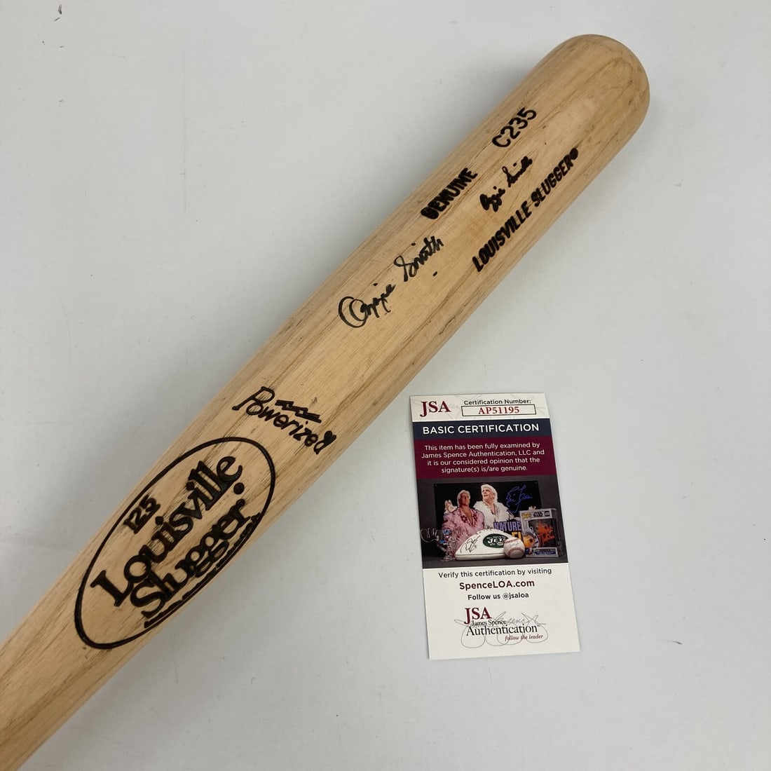 Ozzie Smith Signed Louisville Slugger Baseball Bat with JSA COA: Ozzie Smith Signed Louisville Slugger Baseball Bat with JSA COA This is an original Louisville Slugger game model baseball bat signed by the legendary baseball player Ozzie Smith, widely recognized fo
