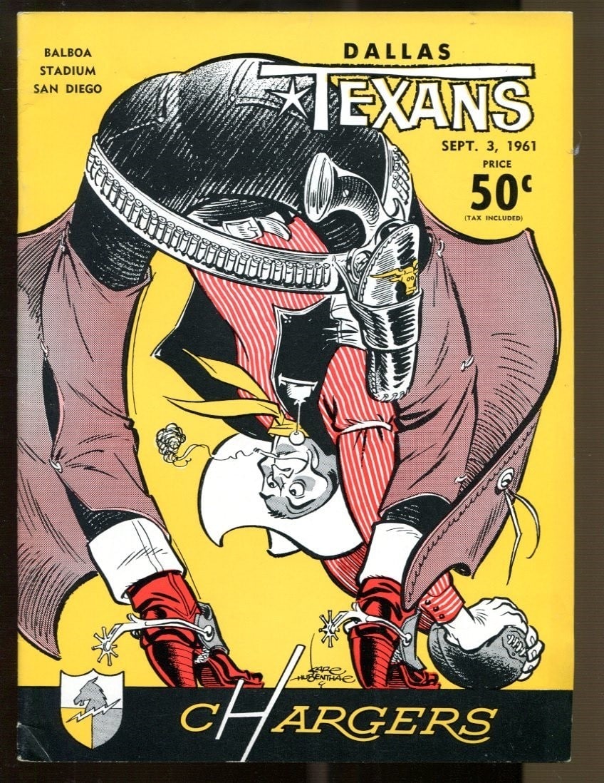 San Diego Chargers vs Dallas Texans 1961 AFL Football Program Balboa Stadium 9/3 (1 of 6)