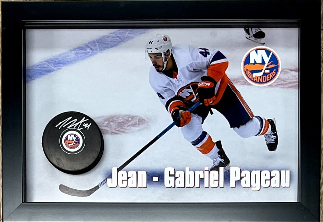 Jean-Gabriel Pageau Signed Islanders Puck Custom Framed Display Fanatics: Jean-Gabriel Pageau Signed Islanders Puck Custom Framed Display Fanatics Celebrate your love for hockey with this stunning Jean-Gabriel Pageau autographed puck display. This custom framed piece featur