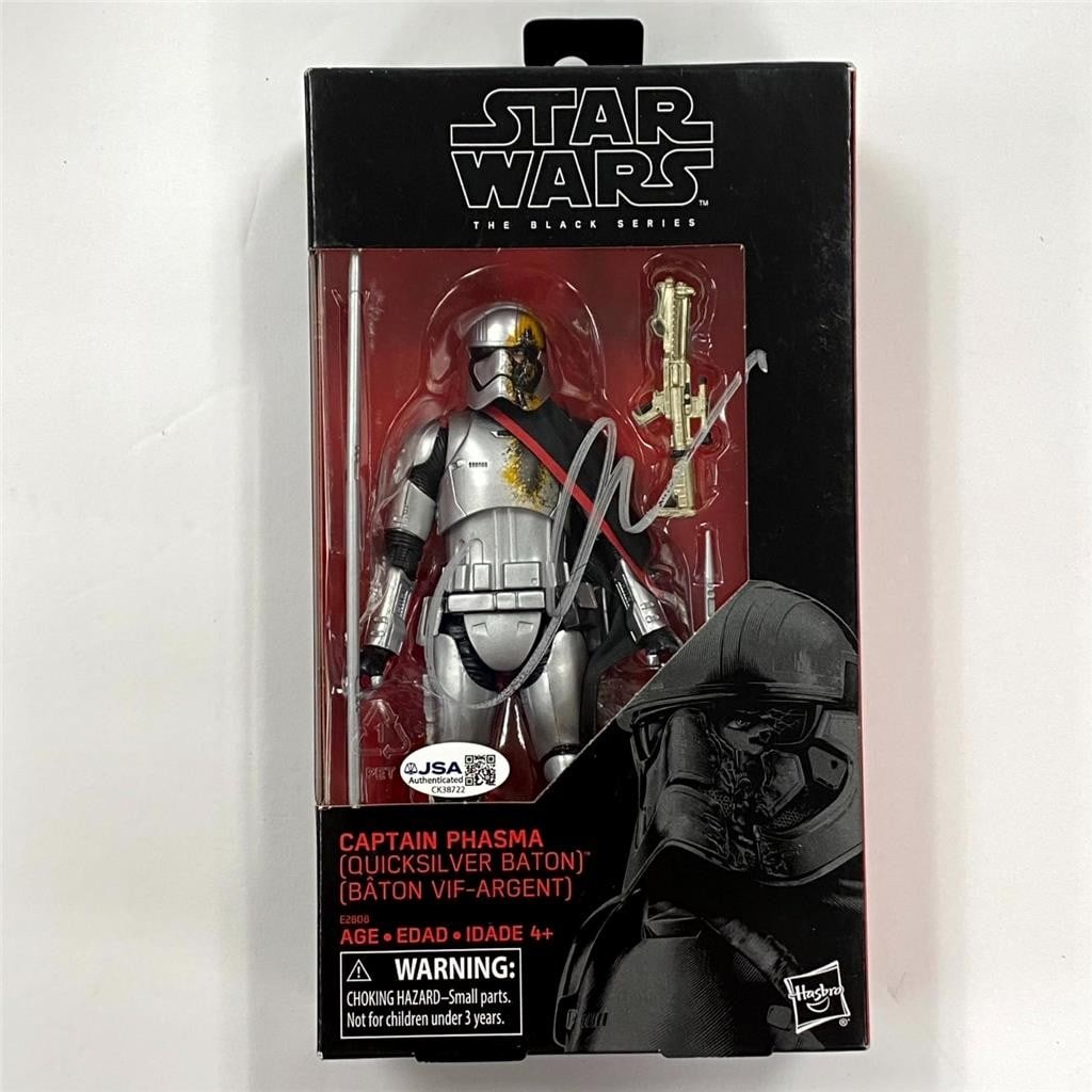 JSA BAS signed Phasma Black Series figure by Gwendoline Christie: JSA BAS signed Phasma Black Series figure by Gwendoline Christie This is an original Phasma Black Series figure signed by Gwendoline Christie. The autograph has been authenticated by James Spence Auth