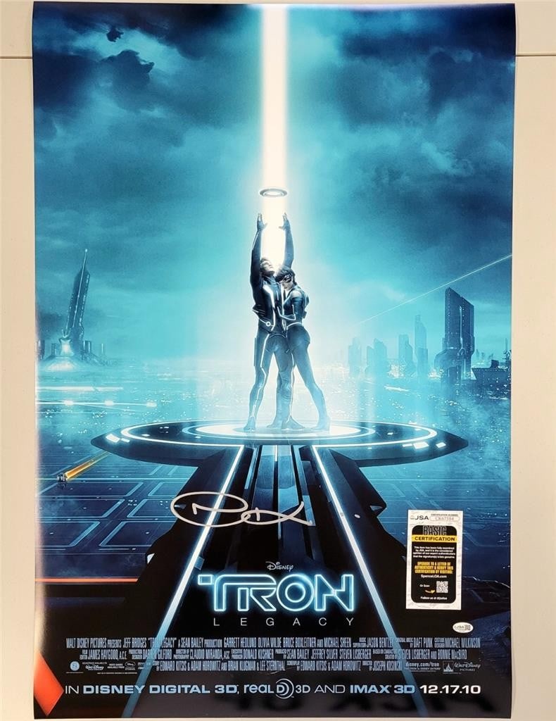Tron Legacy Movie Poster 27x40 Signed by Joseph Kosinski JSA Authenticated: Tron Legacy Movie Poster 27x40 Signed by Joseph Kosinski JSA Authenticated This is an original 27x40 inch movie poster for Tron Legacy, hand-signed by Joseph Kosinski. The autograph is authenticated b