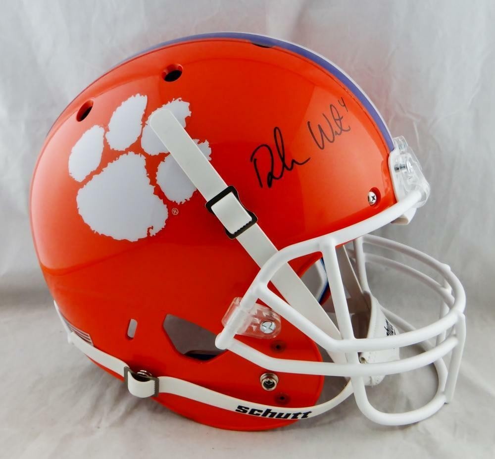 Autographed Full Size Schutt Helmet Deshaun Watson JSA Authenticated Clemson Tigers: Autographed Full Size Schutt Helmet Deshaun Watson JSA Authenticated Clemson Tigers This is a pre-owned Clemson Tigers full-size Schutt helmet autographed by Deshaun Watson. The helmet is an original 