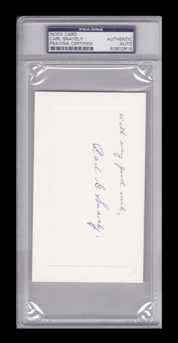 Carl Snavely Signed 3x5 Index Card Autographed PSA/DNA Rare: Carl Snavely Signed 3x5 Index Card Autographed PSA/DNA Rare This collectible features a signed 3" x 5" index card by Carl Snavely, a rare find for fans and collectors alike. The autograph has been aut