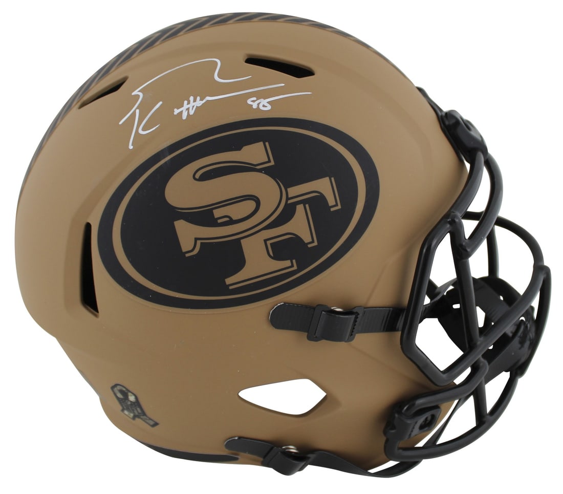 George Kittle Signed 49ers Salute To Service II Full Size Helmet BAS Authenticated: George Kittle Signed 49ers Salute To Service II Full Size Helmet BAS Authenticated This authentic helmet is a remarkable collectible for fans of George Kittle and the San Francisco 49ers. The 2023 Sal