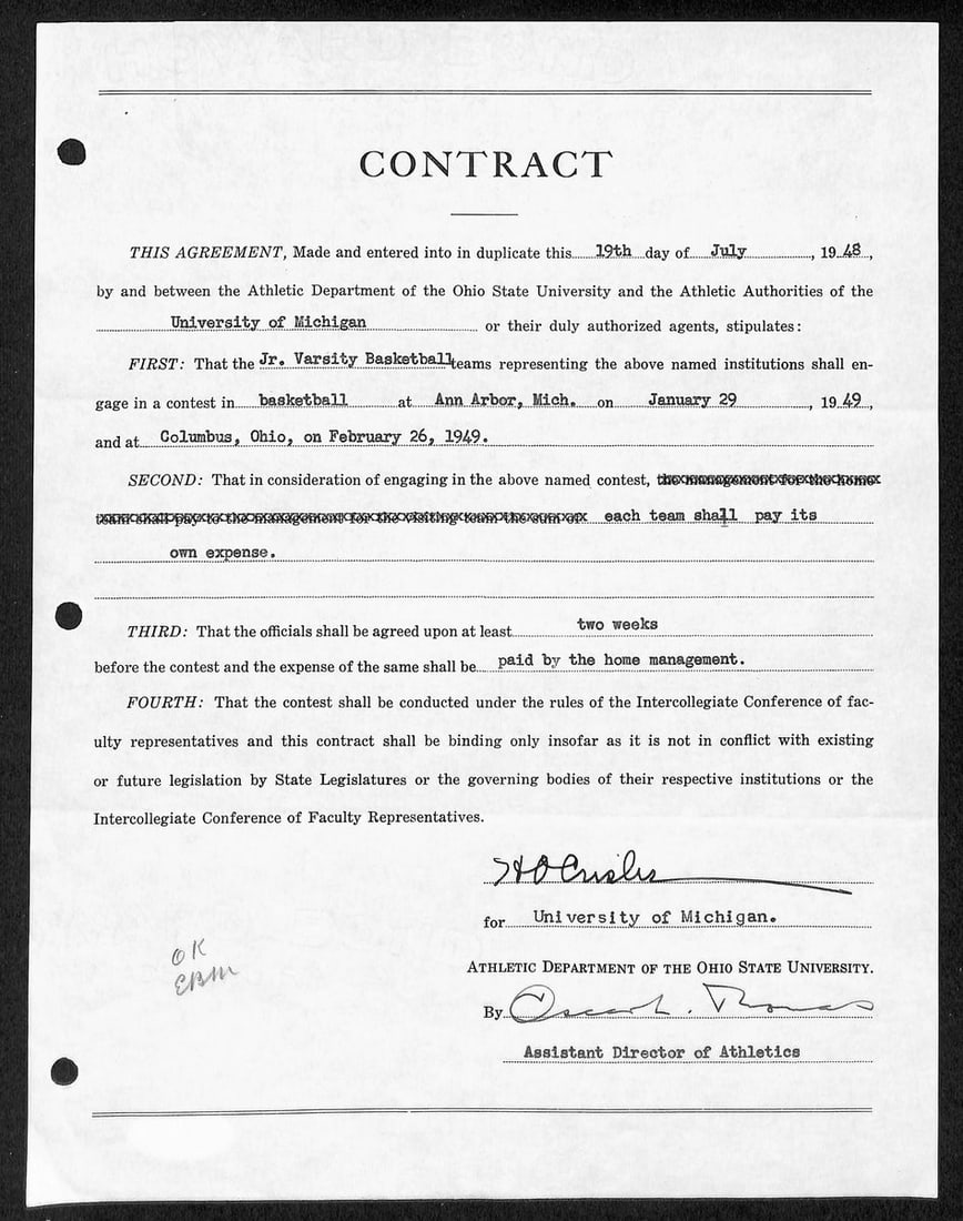 PSA Authenticated Fritz Crisler Signed Michigan Football Coaching Contract: PSA Authenticated Fritz Crisler Signed Michigan Football Coaching Contract This is an original contract signed by Fritz Crisler, the Hall of Fame head coach of the University of Michigan football team