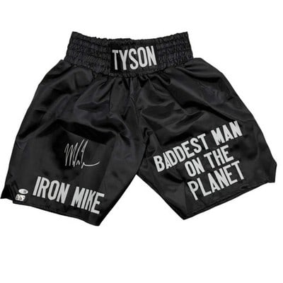 Mike Tyson signed black boxing trunks JSA COA (1 of 3)