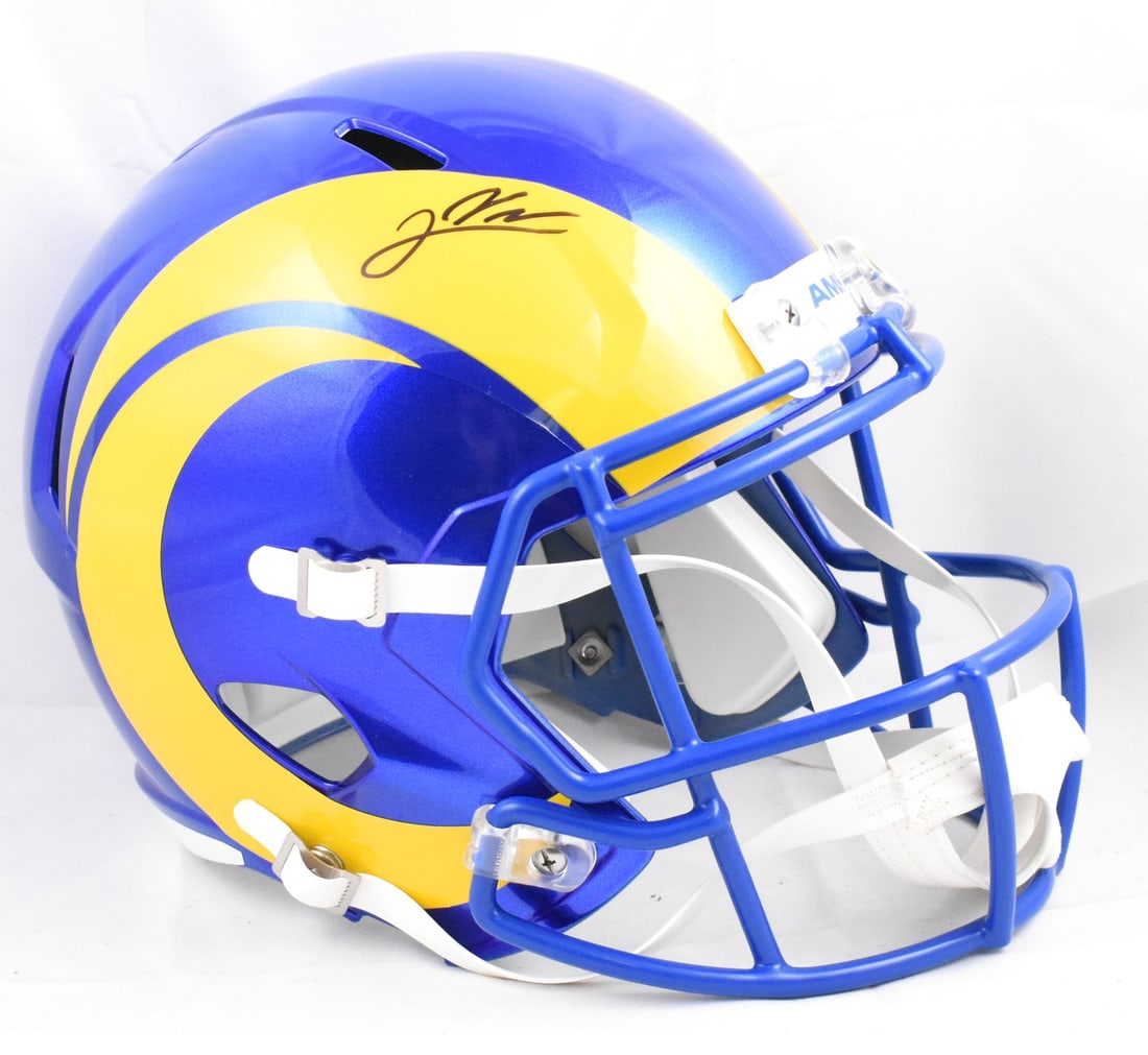 Los Angeles Rams Full Size Speed Helmet Signed by Jared Verse with Beckett Hologram: Los Angeles Rams Full Size Speed Helmet Signed by Jared Verse with Beckett Hologram This is a pre-owned Los Angeles Rams full-size Speed helmet autographed by Jared Verse. The helmet is an original it