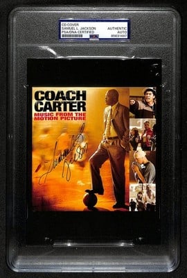 PSA DNA authenticated Samuel L Jackson signed Coach Carter CD cover: PSA DNA authenticated Samuel L Jackson signed Coach Carter CD cover This item is a CD cover for the music from the motion picture "Coach Carter," signed by actor Samuel L. Jackson. The autographed cov