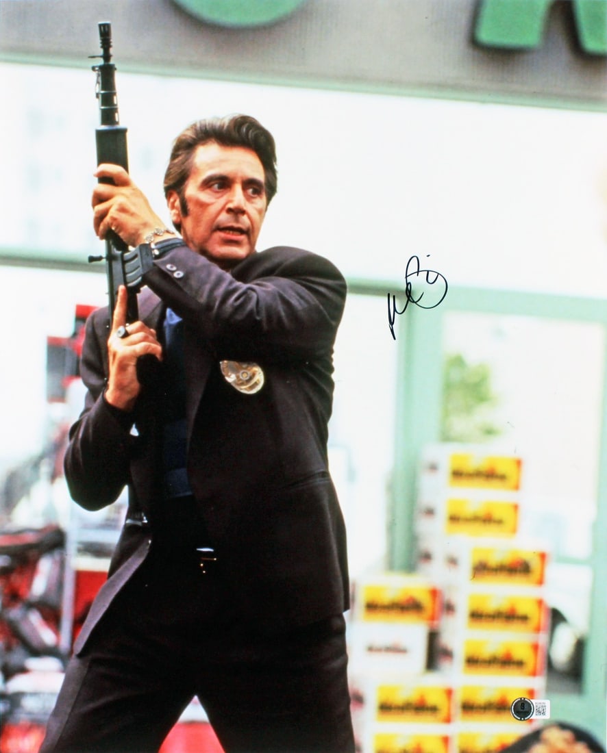 Al Pacino Signed 16x20 Photo from Heat BAS Authenticated: Al Pacino Signed 16x20 Photo from Heat BAS Authenticated This authentic 16x20 vertical photograph features the legendary Al Pacino, personally signed by the actor himself. The photo is a remarkable tr