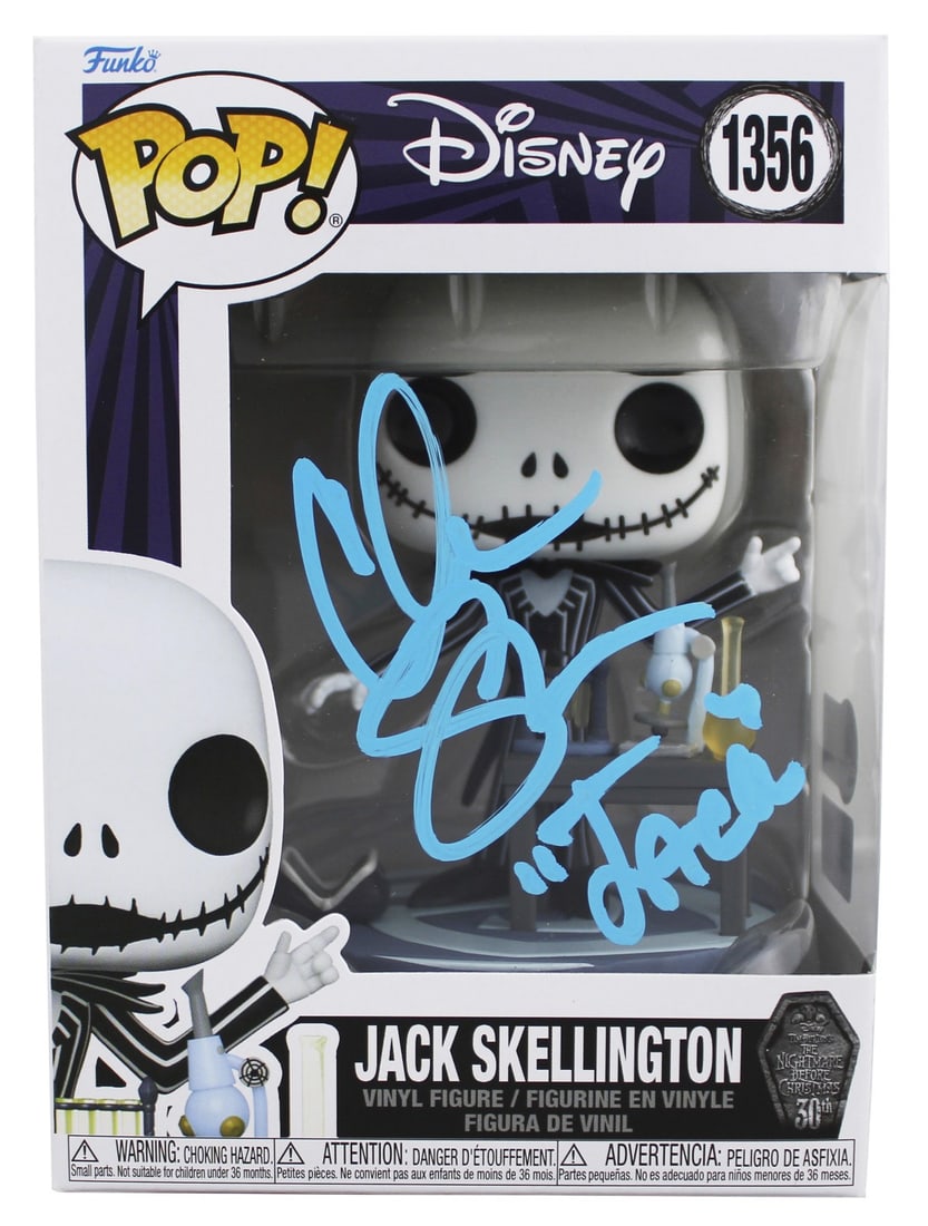 Jack Skellington Funko Pop 1356 Signed by Chris Sarandon Beckett Authenticated: Jack Skellington Funko Pop 1356 Signed by Chris Sarandon Beckett Authenticated This is an original Funko Pop Vinyl Figure #1356 featuring Jack Skellington from The Nightmare Before Christmas. The figu