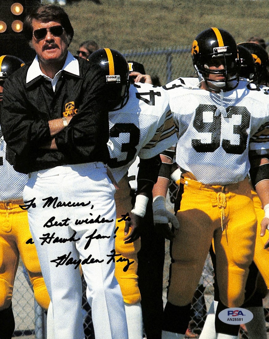 Hayden Fry Signed Inscribed 8x10 Photo University of Iowa PSA/DNA (1 of 2)