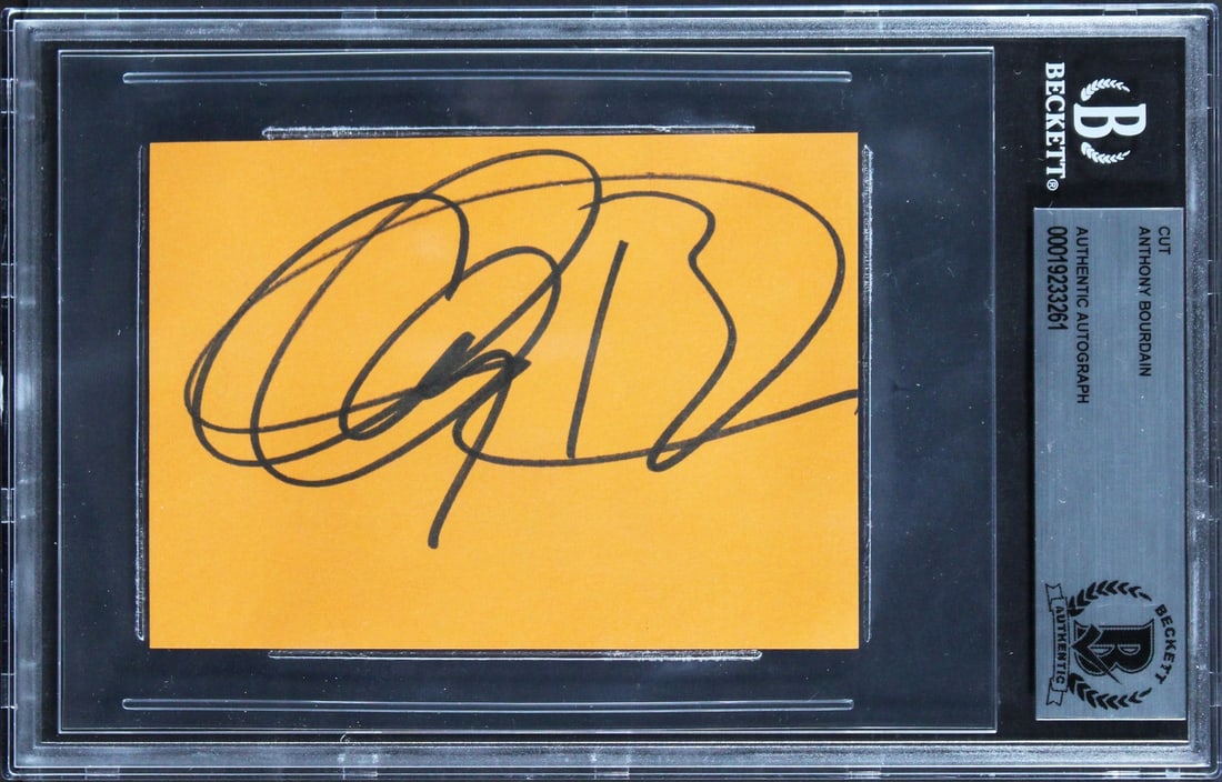 Anthony Bourdain Hand Signed Cut Autograph in Beckett Slab No Reservations (1 of 2)