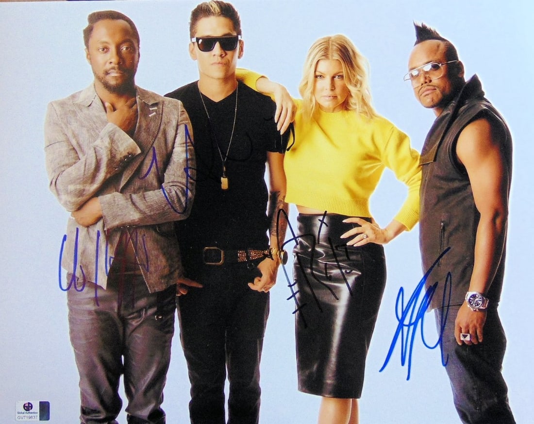 Black Eyed Peas Signed 11X14 Photo Fergie Will.I.Am Authenticated: Black Eyed Peas Signed 11X14 Photo Fergie Will.I.Am Authenticated This stunning 11x14 photograph features the iconic Black Eyed Peas band, beautifully autographed by Fergie, Will.i.am, Apl.de.ap, and 