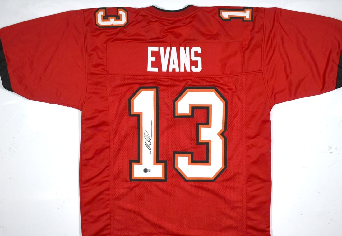 Signed Mike Evans Red Football Jersey with Beckett Witness Hologram (1 of 3)
