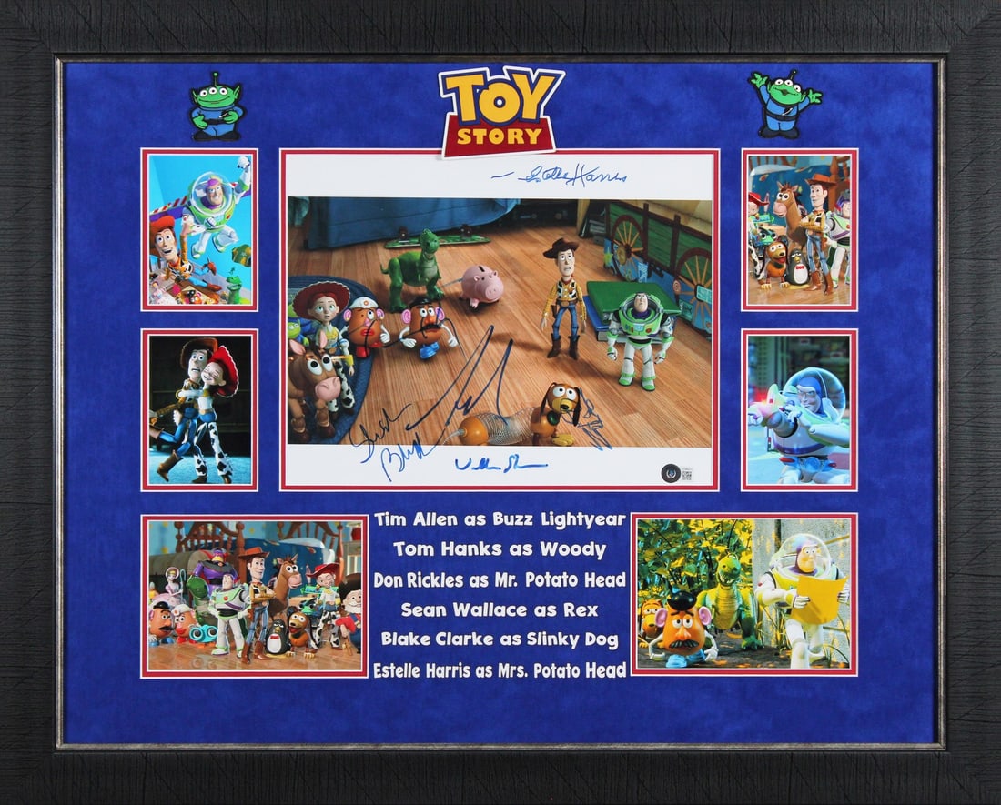 Toy Story Signed 11x14 Framed Photo by Hanks Allen Rickles BAS LOA: Toy Story Signed 11x14 Framed Photo by Hanks Allen Rickles BAS LOA Celebrate the charm of Toy Story with this stunning autographed 11x14 framed photo featuring the signatures of beloved characters. Pe