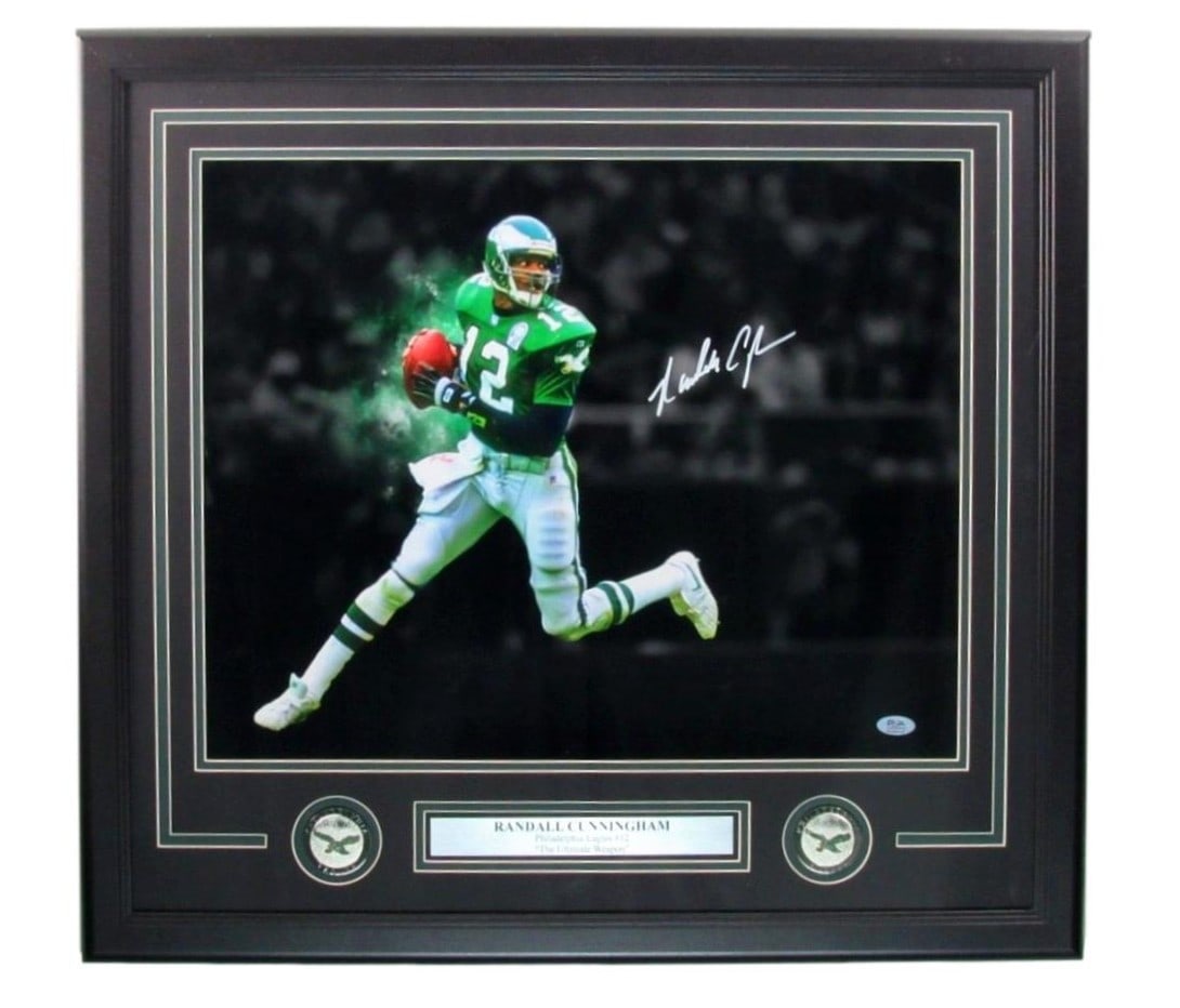 Framed 16x20 Philadelphia Eagles Randall Cunningham Autographed Photo PSA DNA Authenticated (1 of 4)
