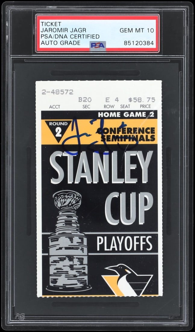 Jaromir Jagr Signed Stanley Cup Playoffs Ticket PSA 10 GEM MINT (1 of 2)