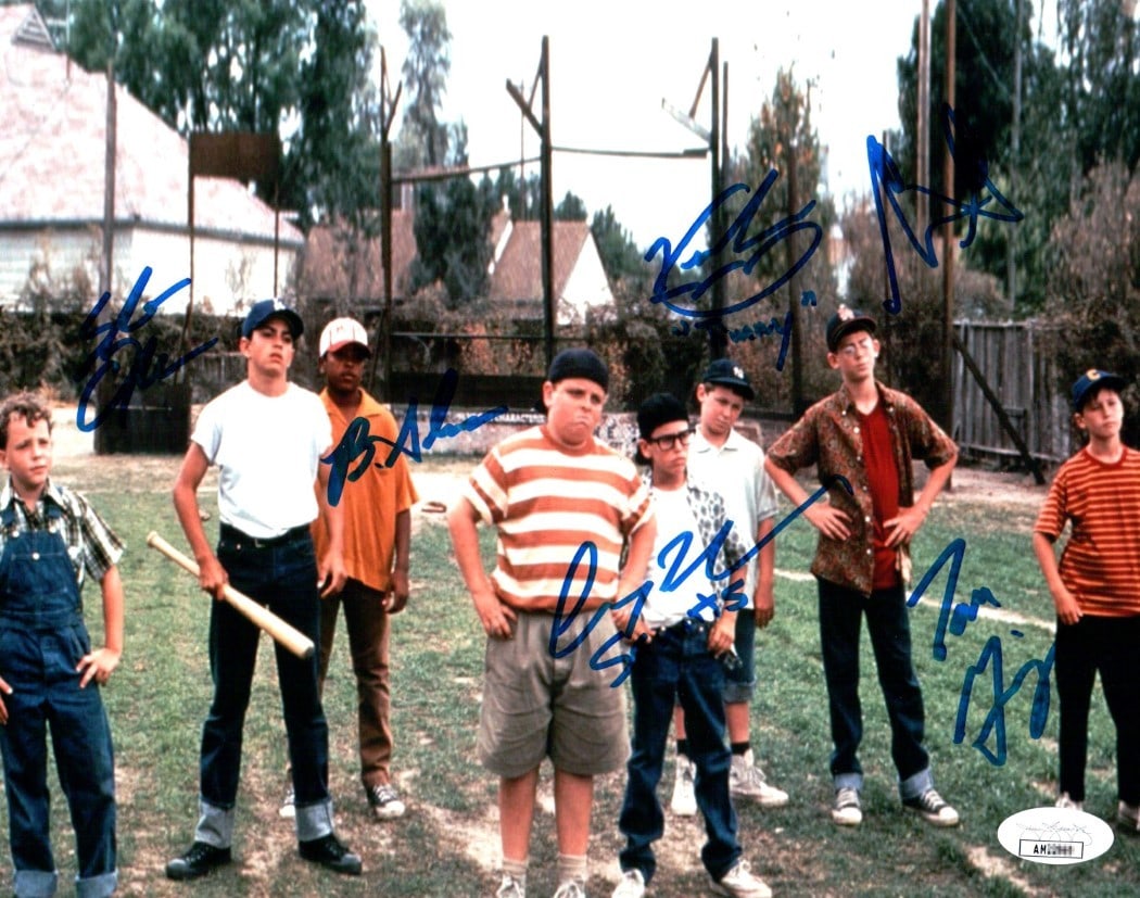 8x10 Photograph Signed by Six The Sandlot Cast Members JSA Authenticated: 8x10 Photograph Signed by Six The Sandlot Cast Members JSA Authenticated This is an original 8x10 photograph from the movie The Sandlot, autographed by six cast members: Brandon Adams, Chauncey Leopar