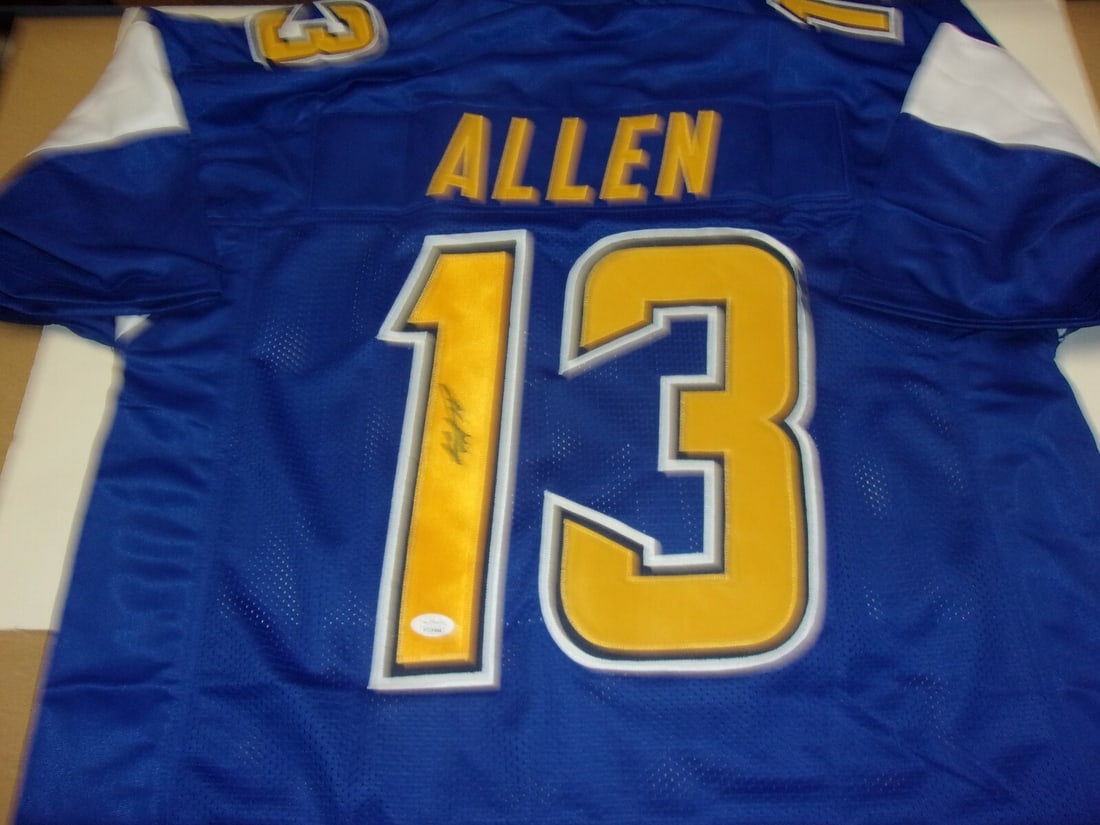 Autographed Keenan Allen San Diego Chargers Jersey with JSA COA: Autographed Keenan Allen San Diego Chargers Jersey with JSA COA This is a pre-owned San Diego Chargers jersey autographed by Keenan Allen. The jersey is an original collectible autograph related to NF