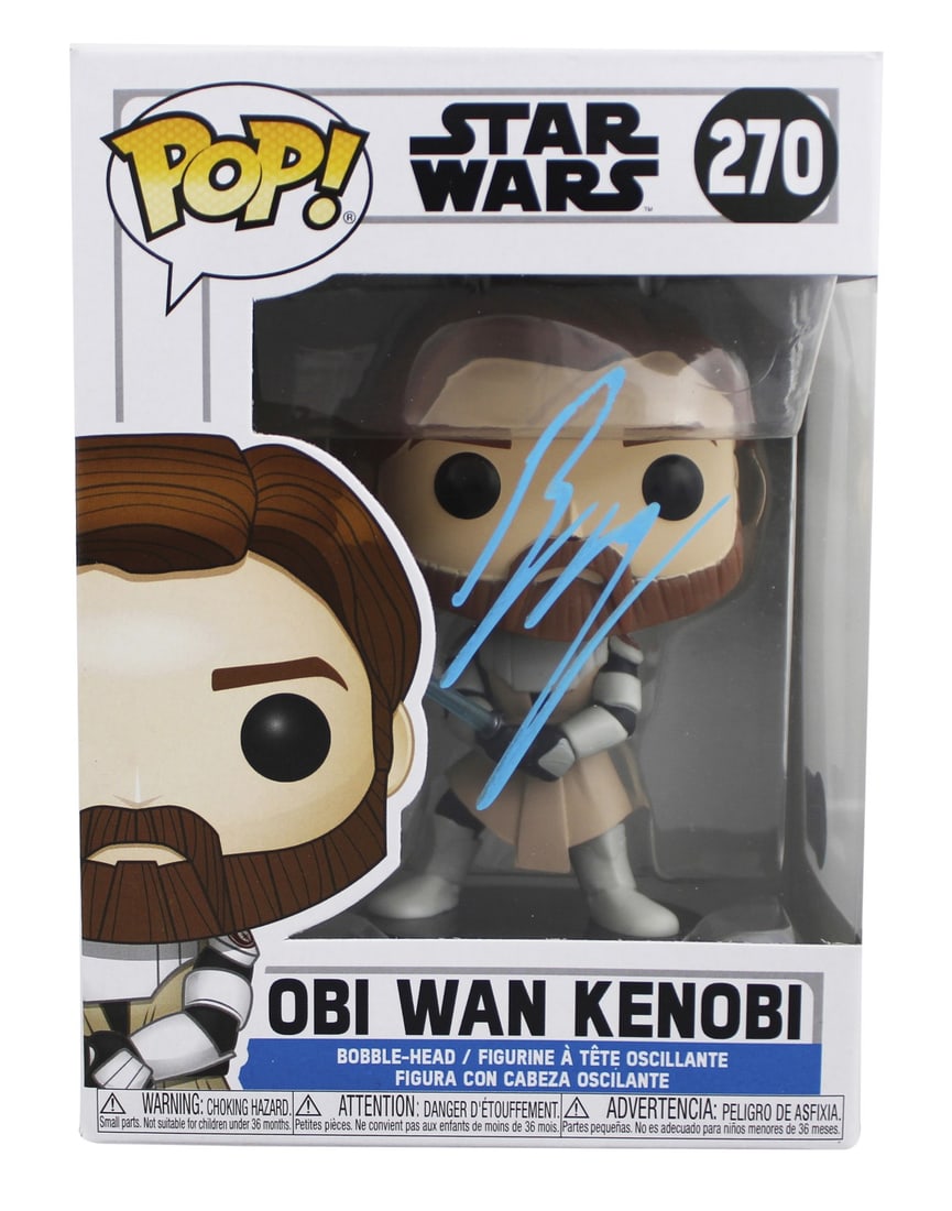 Ewan McGregor Signed Star Wars Obi Wan Kenobi Funko Pop BAS Authenticated: Ewan McGregor Signed Star Wars Obi Wan Kenobi Funko Pop BAS Authenticated This Ewan McGregor signed Obi Wan Kenobi #270 Funko Pop Vinyl Figure is a must-have for any Star Wars collector. Authentically