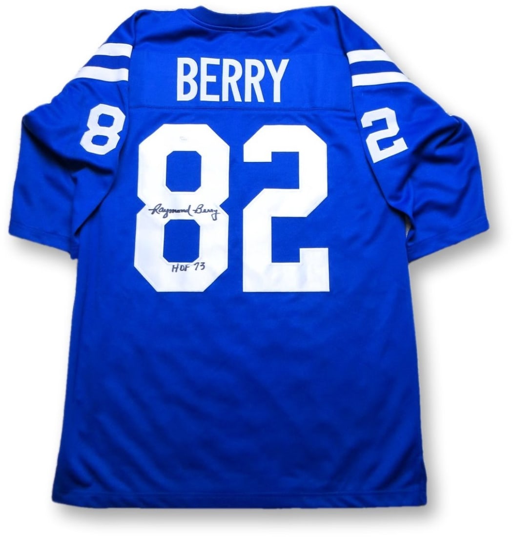 Raymond Berry Autographed Jersey Colts HOF 73 JSA Certified: Raymond Berry Autographed Jersey Colts HOF 73 JSA Certified This authentic Raymond Berry signed jersey celebrates the legendary player from the Baltimore Colts, marked "HOF 73" to commemorate his indu