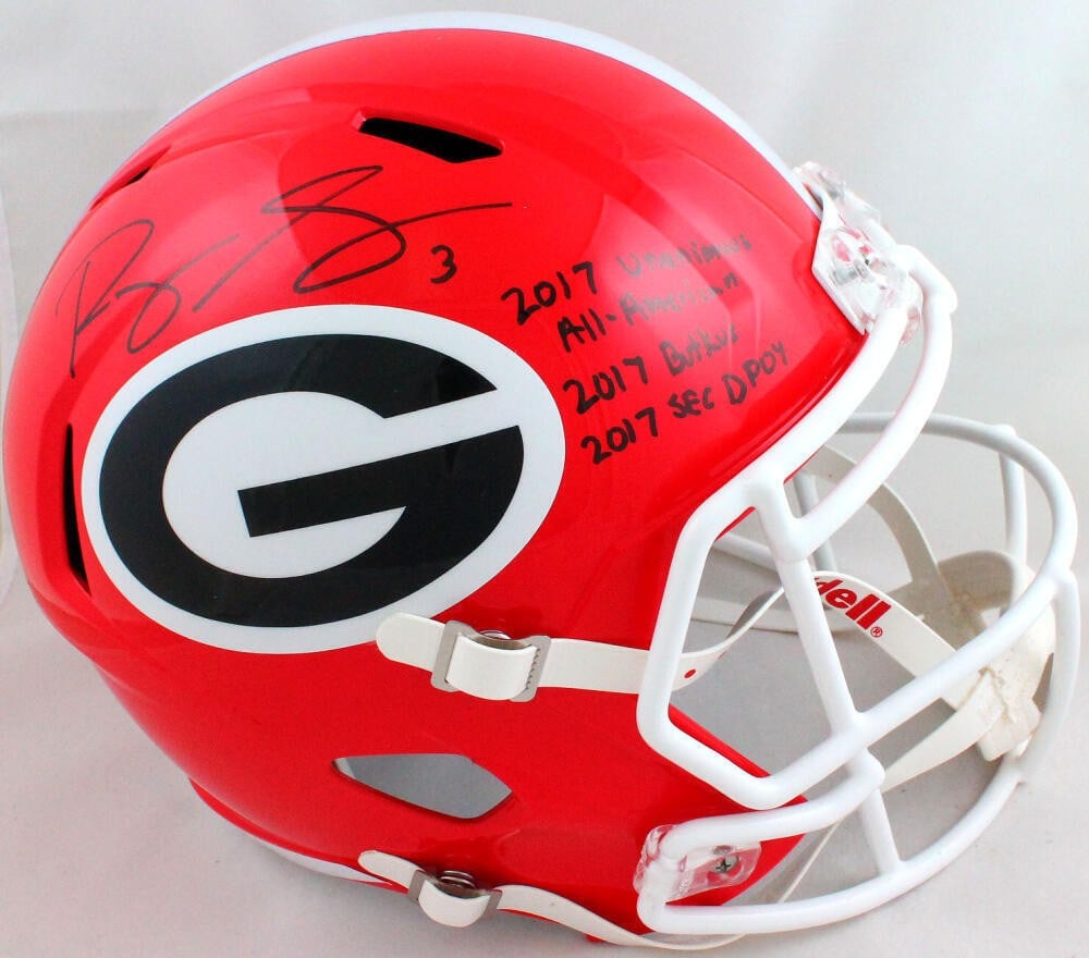 Georgia Bulldogs Helmet Signed by Roquan Smith with Three Inscriptions Beckett Authenticated (1 of 5)