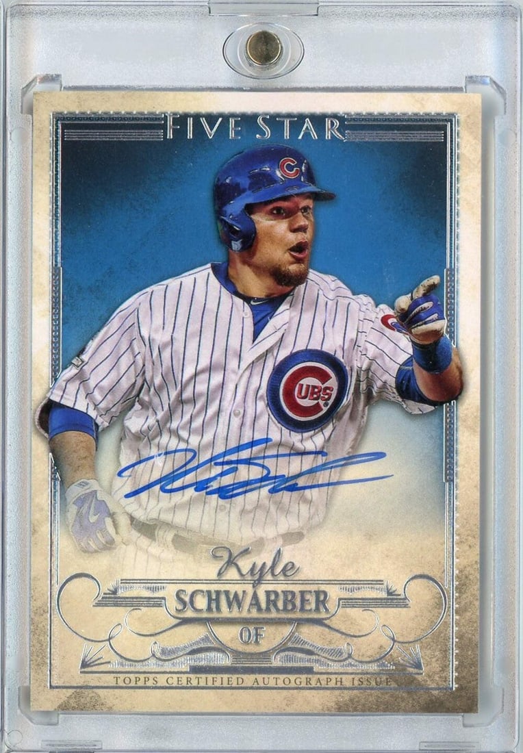 2016 Topps Five Star Kyle Schwarber Rookie On Card Autograph MLB: 2016 Topps Five Star Kyle Schwarber Rookie On Card Autograph MLB This 2016 Topps Five Star Kyle Schwarber #FSA-KS On Card Auto Rookie RC Baseball Card features the authentic autograph of MLB player Ky