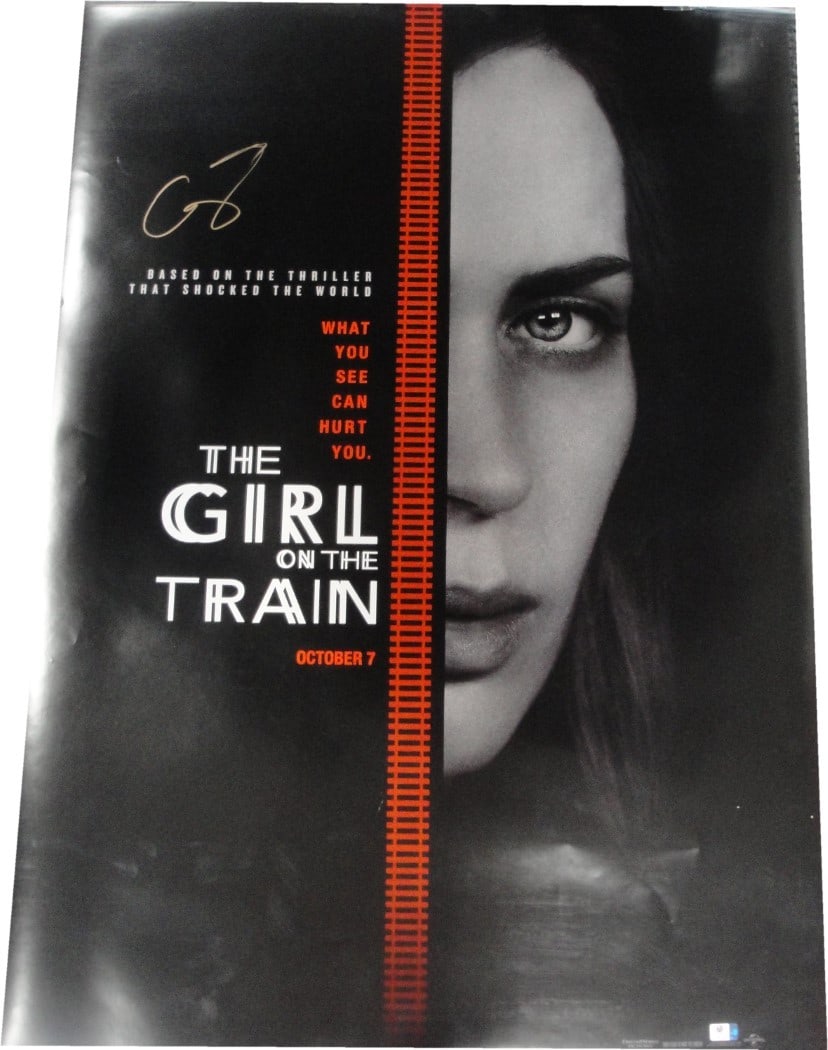 Girl on the Train 27x40 Poster Signed by Emily Blunt with GAI Authentication: Girl on the Train 27x40 Poster Signed by Emily Blunt with GAI Authentication This is a 27x40 inch poster for "The Girl on the Train" that has been hand signed by Emily Blunt. The autograph has been au