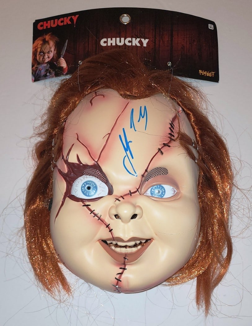 Chucky Mask Hand Signed by Jennifer Tilly with JSA Authentication Bride of Chucky: Chucky Mask Hand Signed by Jennifer Tilly with JSA Authentication Bride of Chucky This Chucky mask from Bride of Chucky has been autographed by Jennifer Tilly. The signature is authenticated by James 