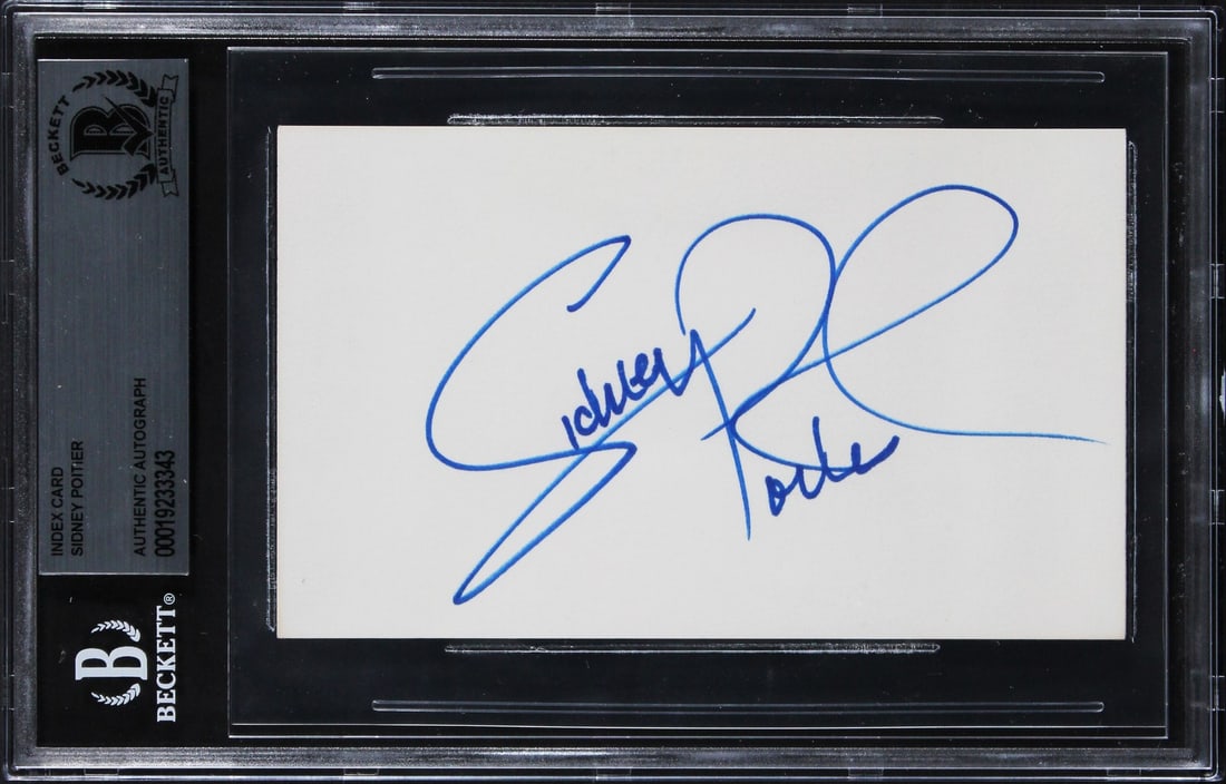 Sidney Poitier Autographed 3x5 Card Beckett Authenticated In The Heat of the Night: Sidney Poitier Autographed 3x5 Card Beckett Authenticated In The Heat of the Night This 3x5 index card has been personally signed by Sidney Poitier, known for his role in "In The Heat of the Night." T